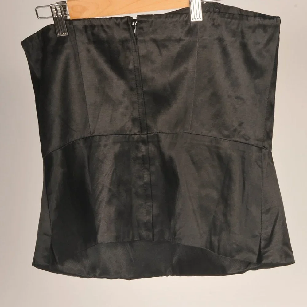White House Black Market, Bustier, Black with White Floral Embroidered - Picture 3 of 4